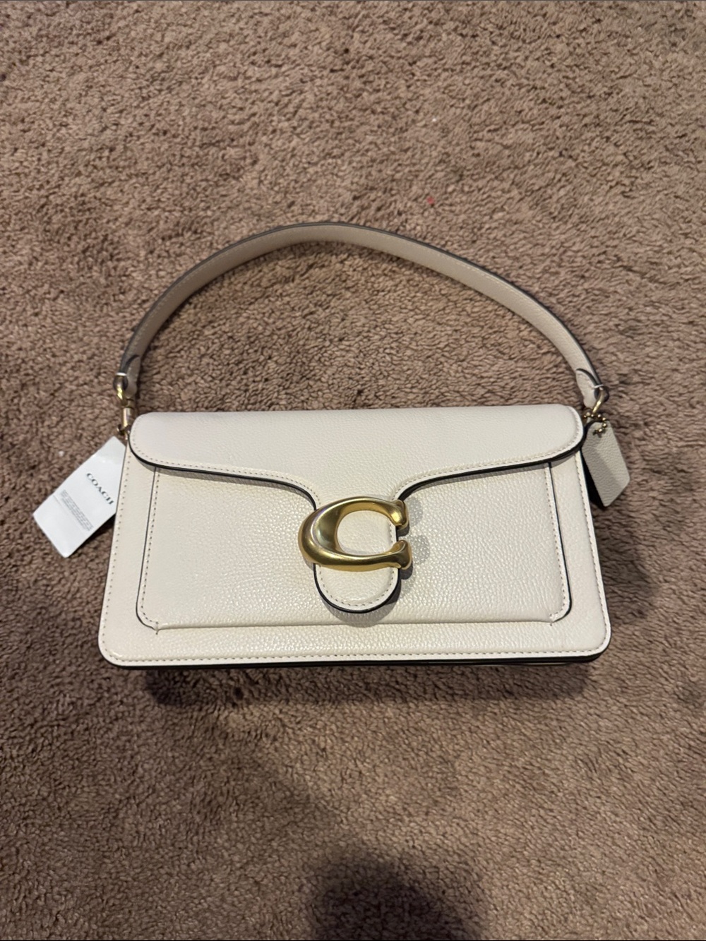 Coach Chalk Pebbled Leather Shoulder Bag with Gold 'C' Hardware